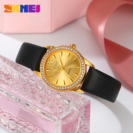 Watches for Women Diamond Luxury Leather Analog Waterproof Women Wrist Watch