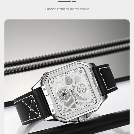 Square Watches for Men Leather Fashion Business Watch Waterproof Wrist Watches