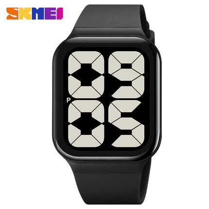 Men Women Sports LED Digital Waterproof PU Strap Square Electronic Couple Watch