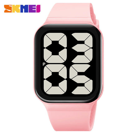 Men Women Sports LED Digital Waterproof PU Strap Square Electronic Couple Watch