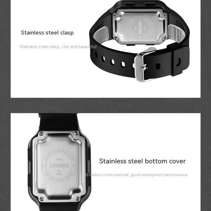 Men Women Sports LED Digital Waterproof PU Strap Square Electronic Couple Watch