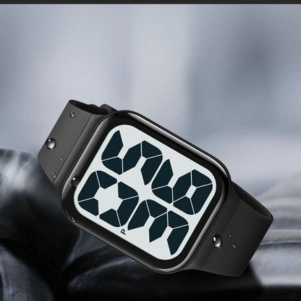 Men Women Sports LED Digital Waterproof PU Strap Square Electronic Couple Watch