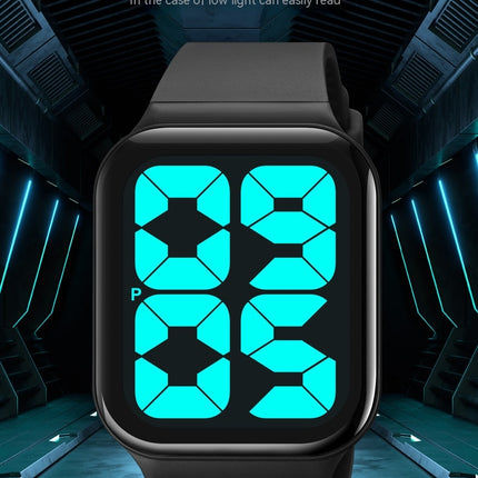 Men Women Sports LED Digital Waterproof PU Strap Square Electronic Couple Watch