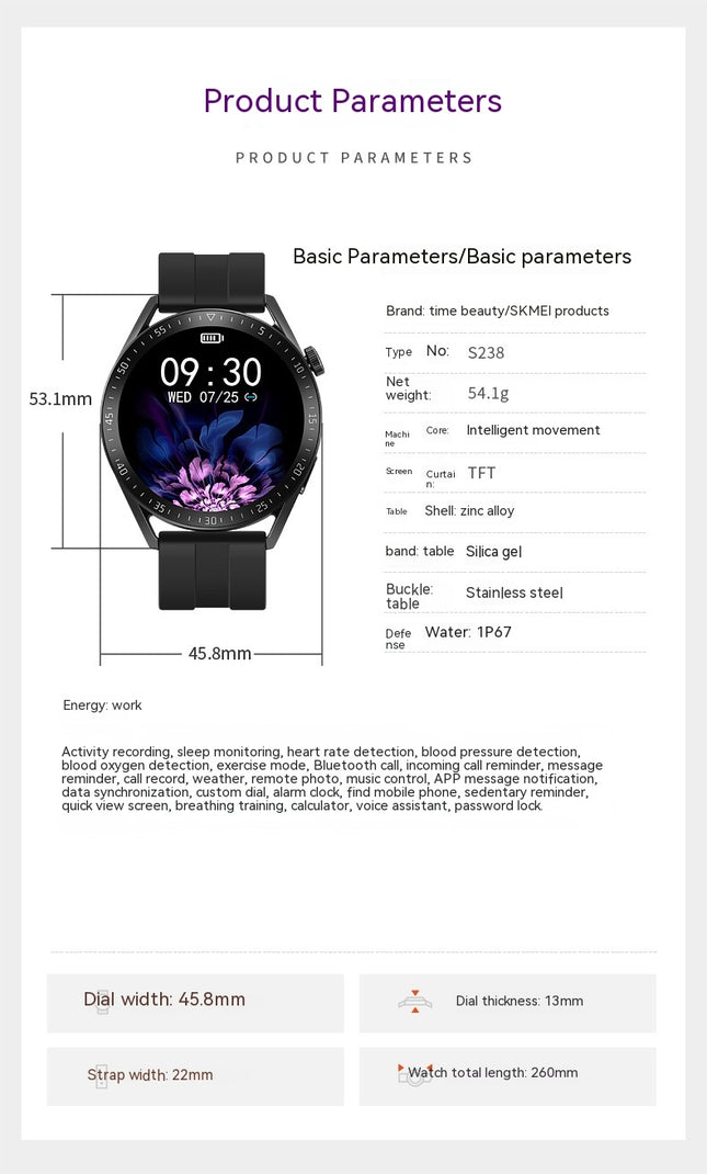 Blood Pressure Smart Watch for Men, Receive/Dial Call Blood Pressure Watch Fitness Tracker with Heart Rate Oxygen Watch