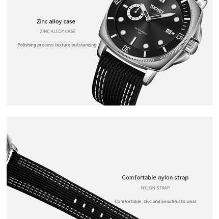 Men's Watches Nylon Strap Luminous Analog Quartz Waterproof Watches for Men