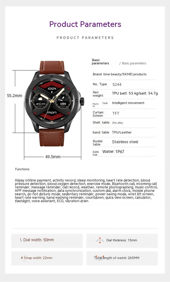 Smart Watches for Men Bluetooth Call Blood Pressure Heart Rate Sleep Monitor Waterproof Watches