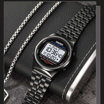Men's Multifunctional Electronic Watch Outdoor Sports LED Stainless Steel Watch