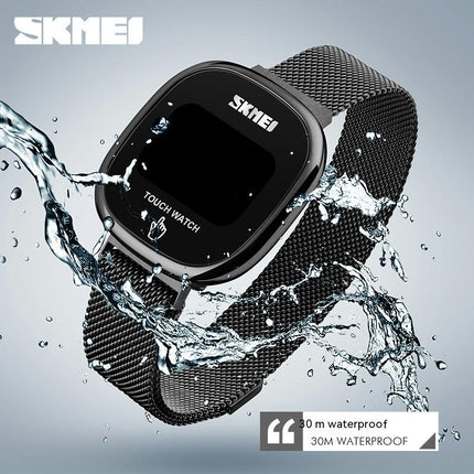 Digital Watch LED Display Watch Staineless Steel Bracelet Watch Large Face Unisex Watch