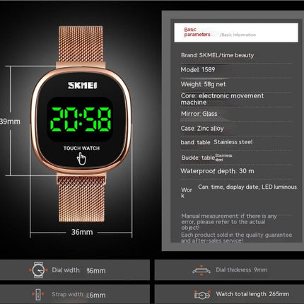 Digital Watch LED Display Watch Staineless Steel Bracelet Watch Large Face Unisex Watch