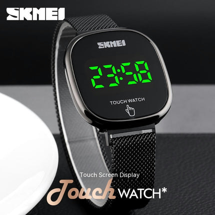 Digital Watch LED Display Watch Staineless Steel Bracelet Watch Large Face Unisex Watch