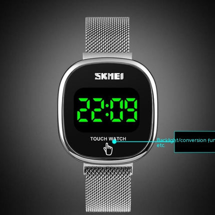 Digital Watch LED Display Watch Staineless Steel Bracelet Watch Large Face Unisex Watch