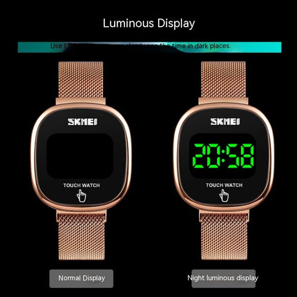 Digital Watch LED Display Watch Staineless Steel Bracelet Watch Large Face Unisex Watch