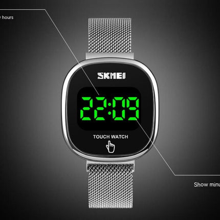 Digital Watch LED Display Watch Staineless Steel Bracelet Watch Large Face Unisex Watch