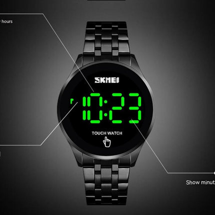 Touch Screen Digital LED Waterproof Men Sport Casual Stainless Steel Wrist Watch