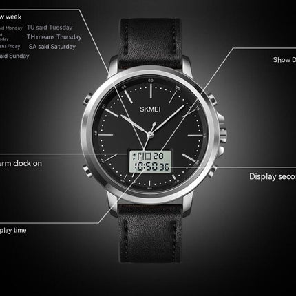 Men's Analog Digital Watches Casual Leather Strap Sport Watch