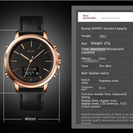 Men's Analog Digital Watches Casual Leather Strap Sport Watch