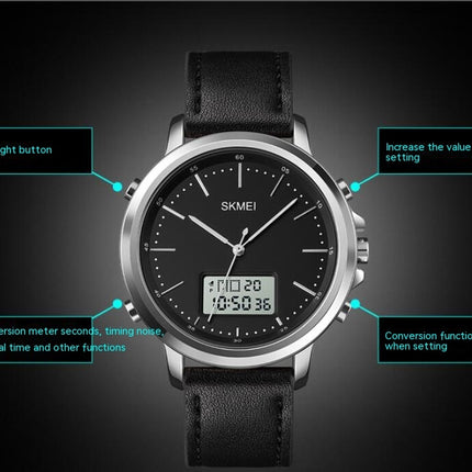 Men's Analog Digital Watches Casual Leather Strap Sport Watch