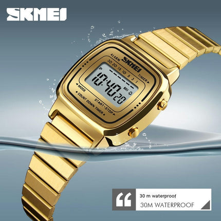 Women's Stainless Steel Bracelet Watches Waterproof Electronic Wrist Watch