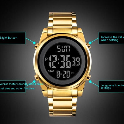 Men's Digital Watch Stainless Steel Band Wrist Watches for Men