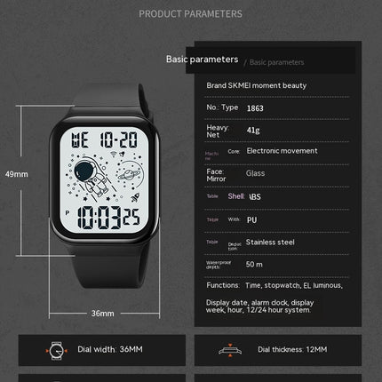 Men Multi-Function Waterproof Watch LED Digital Square Watches