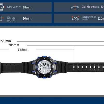 Kids Digital Sport Waterproof Electronic Multi Function Watches, 7 Colorful LED Luminous Wristwatch