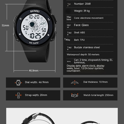 Digital Student Watches Waterproof Electronic LED Wristwatch Sport