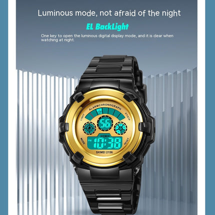 Digital Sports Watches for Child with Waterproof EL Light Alarm