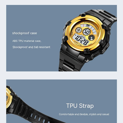 Digital Sports Watches for Child with Waterproof EL Light Alarm