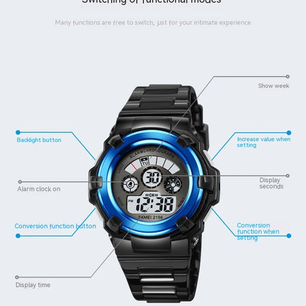 Digital Sports Watches for Child with Waterproof EL Light Alarm