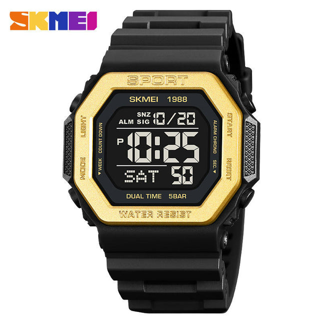 Kids Square Digital Display Multifunctional Waterproof Electronic Watch