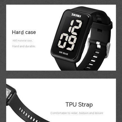 Digital Rectangular Watch Waterproof LED Luminous Outdoor Sports Watch