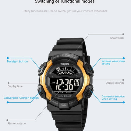 Kids Watches Digital Outdoor Sport Waterproof Electrical LED-Lights Watches with Luminous