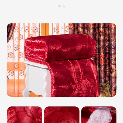 Soft Silk Quilt- Breathable Silk Comforter- Warmth for Winter-for All Seasons Queen Comforter