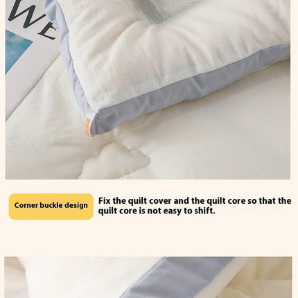 All-Season Cotton Comforter, Lightweight Soft Bedding Quilt 100% Cotton Comforter, King