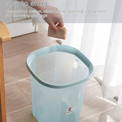 Clear Square Wastebasket for Bathroom, Kitchen and Home Office - Durable Pressure Ring Wastebasket