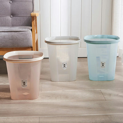 Clear Square Wastebasket for Bathroom, Kitchen and Home Office - Durable Pressure Ring Wastebasket
