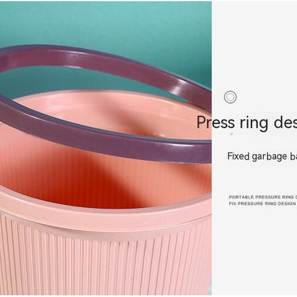 Plastic Household Wastebasket Toilet Bathroom Waste Basket Living Room Wastebasket with Pressure Ring