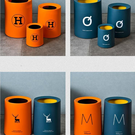 Modern Round Waste Basket - 2.1Gal/8L Open Top Trash Bin - Gray Garbage Can with Removable Plastic Bin Liner