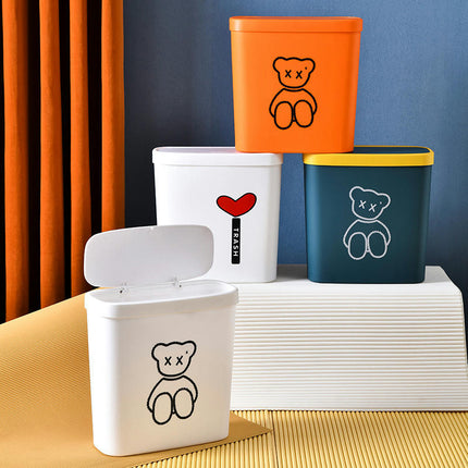 Small Trash Can Slim Trash Can 3.2 Gallon/12 Liter Oval Plastic Trash Can for Tight Spaces Bedroom Kitchen Den