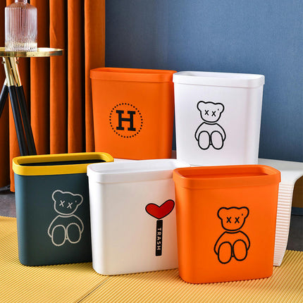 Small Trash Can Slim Trash Can 3.2 Gallon/12 Liter Oval Plastic Trash Can for Tight Spaces Bedroom Kitchen Den