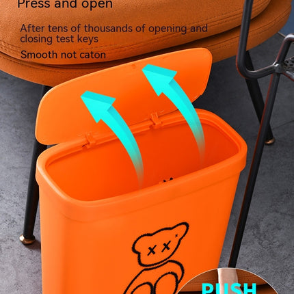 Small Trash Can Slim Trash Can 3.2 Gallon/12 Liter Oval Plastic Trash Can for Tight Spaces Bedroom Kitchen Den