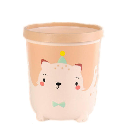 Round Trash Can Cute Bedroom Trash Can Animal Waste Bins Plastic Cartoon Trash Can