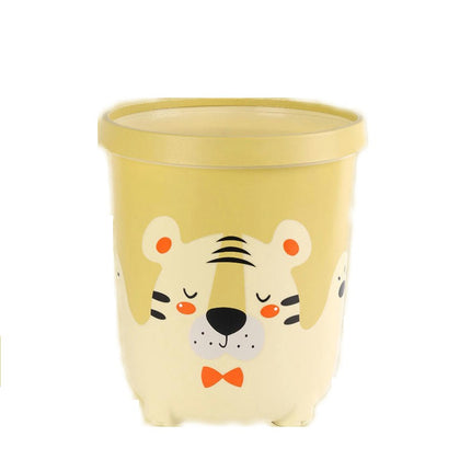 Round Trash Can Cute Bedroom Trash Can Animal Waste Bins Plastic Cartoon Trash Can