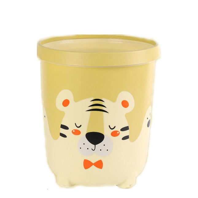 Round Trash Can Cute Bedroom Trash Can Animal Waste Bins Plastic Cartoon Trash Can