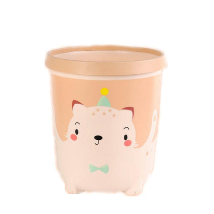 Round Trash Can Cute Bedroom Trash Can Animal Waste Bins Plastic Cartoon Trash Can