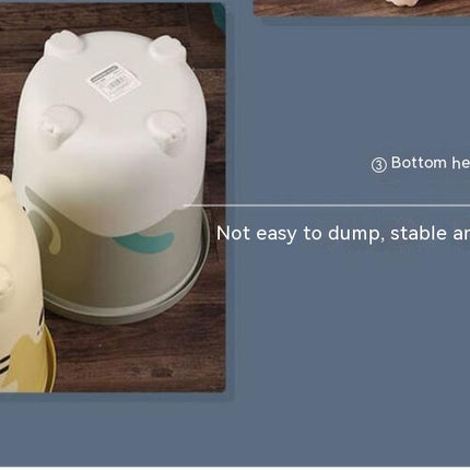 Round Trash Can Cute Bedroom Trash Can Animal Waste Bins Plastic Cartoon Trash Can
