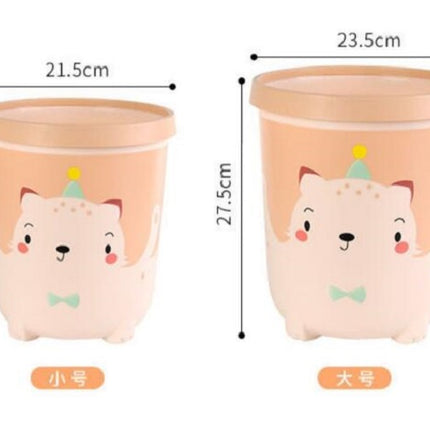 Round Trash Can Cute Bedroom Trash Can Animal Waste Bins Plastic Cartoon Trash Can