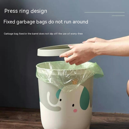 Round Trash Can Cute Bedroom Trash Can Animal Waste Bins Plastic Cartoon Trash Can
