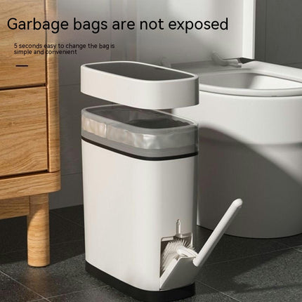 Pop Top Trash Can Plastic Trash Can with Lid Bathroom Kitchen Bedroom Office Oval Split Trash Can