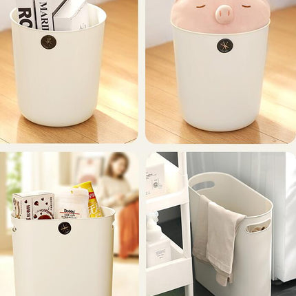 Plastic Waste Paper Bin Basket 8L/12L Waste Rubbish Trash Can Round Kitchen Bathroom Bedroom Office Garbage Dustbin